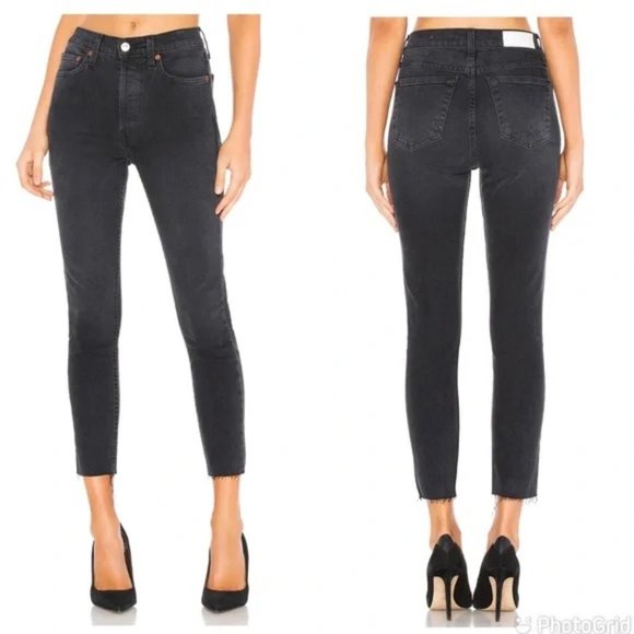 RE/DONE Originals High Rise Ankle Crop in Faded Black - Size 26 - Picture 9 of 11
